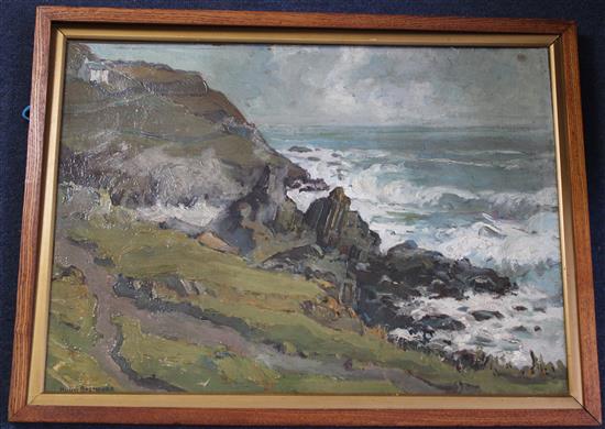 Hurst Balmford (1871-1950) Polperro Cliffs and Peak Rocks, 15.5 x 21.5in.